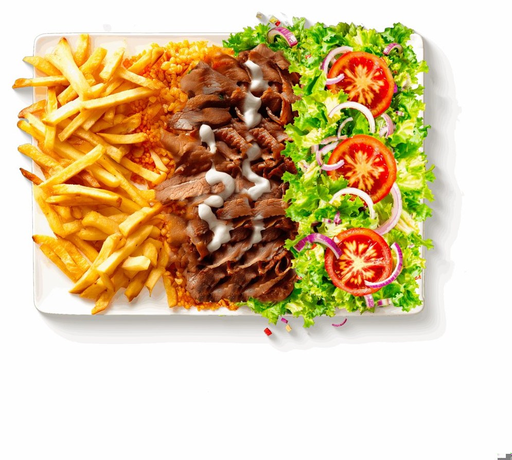 Assiette Panada Food : viande, frites et crudités